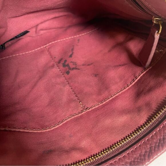 Fossil Vintage Burgundy Pebble Leather Purse W/Adjustable Zipper Sides - Picture 6 of 14